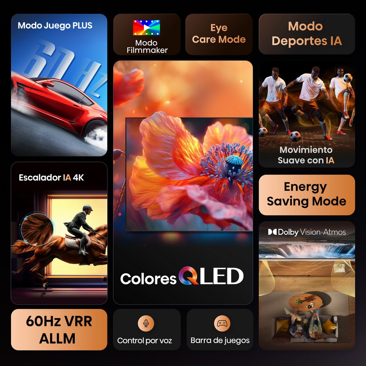 HISENSE TV QLED 50" - HISENSE 50E7Q, UHD 4K, Quad Core/MT9603, Smart TV, DVB-T2 (H.265), Negro - Imagen 3