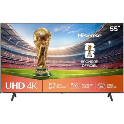 HISENSE TV LED 55″ – HISENSE 55A6Q, UHD 4K, Quad Core/MT9603, Smart TV, DVB-T2 (H.265), Negro