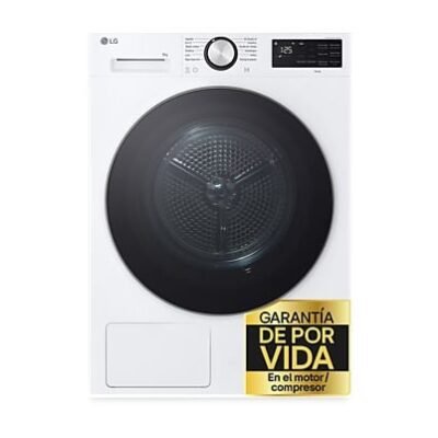 Secadora bomba de calor – LG RHX5009TLC, 9 kg, 12 programas, AI DUAL Inverter™, ThinQ™, Blanco