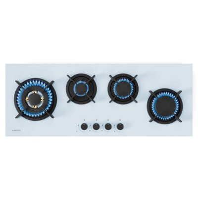 KLARSTEIN Placa de Gas – KLARSTEIN Goldflame 4 Slim, 4 zonas, 90 cm, Blanco