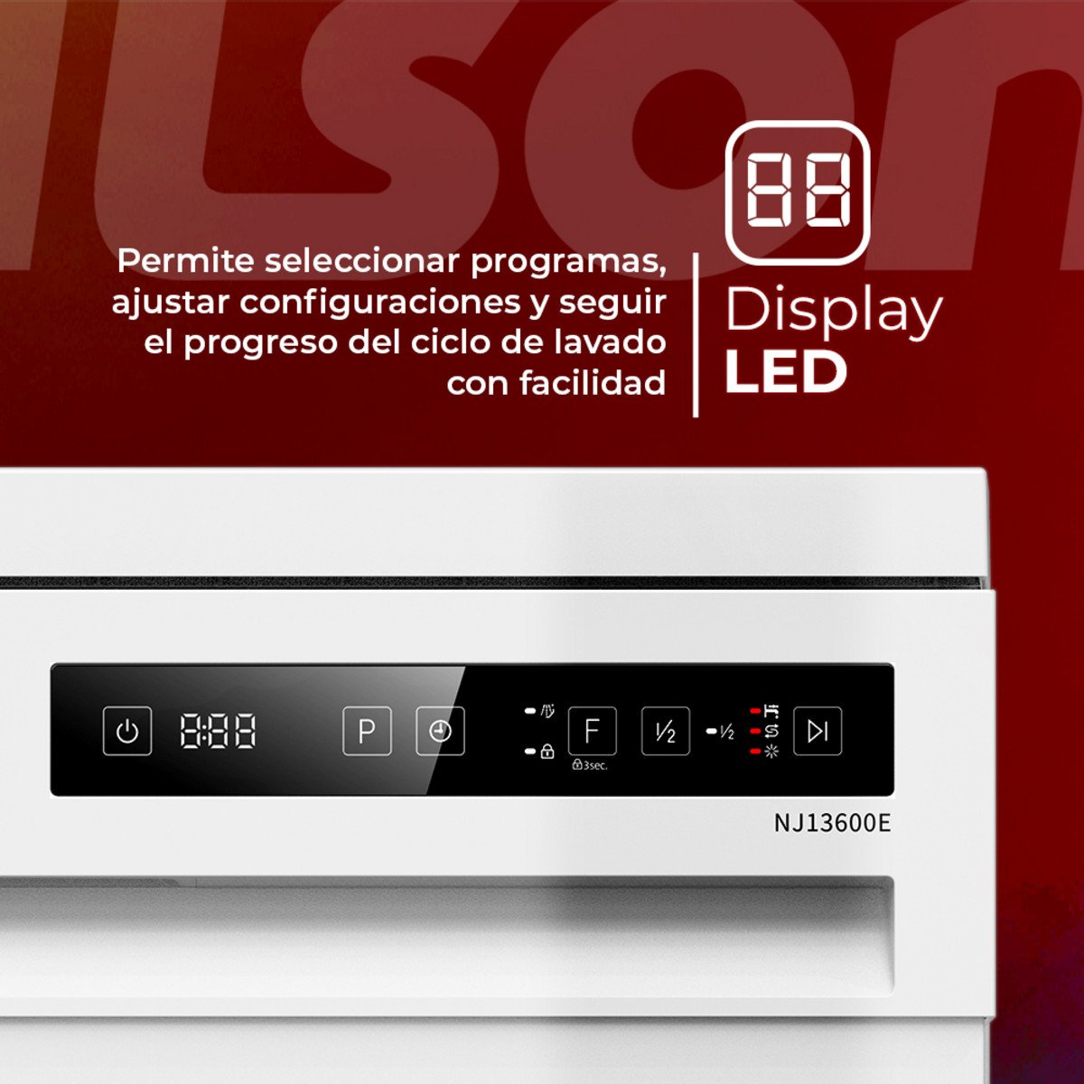 Lavavajillas libre instalación 60 cm - NILSON NJ13600E, 6 programas, 59,8 cm, Blanco - Imagen 2