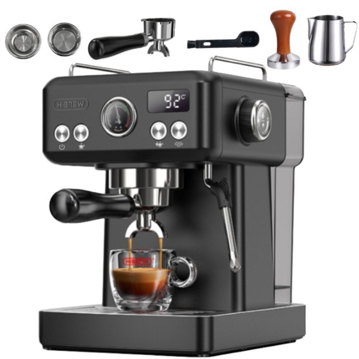 HIBREW Cafetera express - HIBREW H10A, 19 bar, 1350 W, 350 ml, Astilla