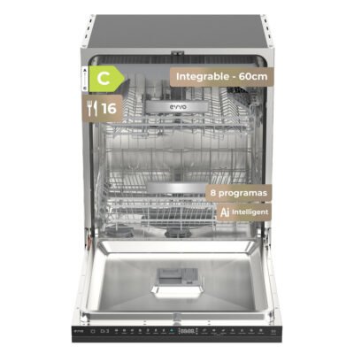 EVVO Lavavajillas integrable 60 cm – EVVO Di.3, 8 programas, 600 mm, Inox