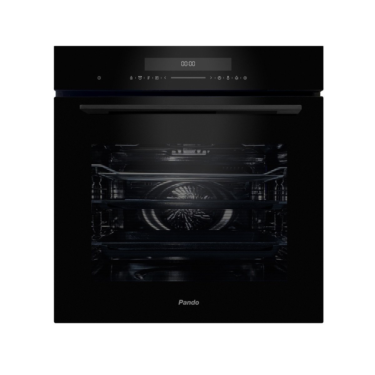 PANDO Horno multifunción - PANDO ONE HRN60, Esmalte fácil de limpiar, 72 l, 595 mm, Negro