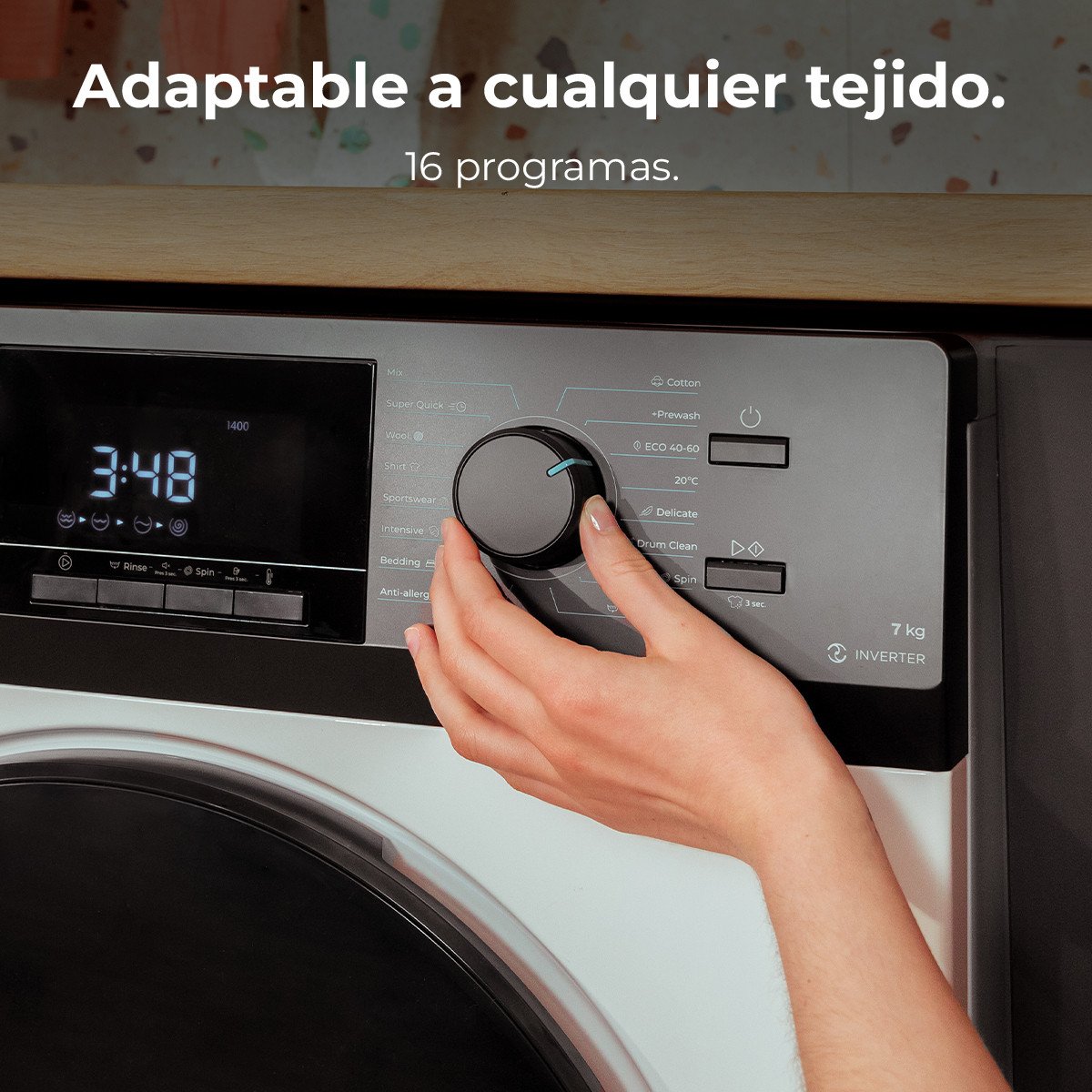 Lavadora carga frontal - CECOTEC Bolero Dresscode 7411 Inverter, 7 kg, 300 - Imagen 5