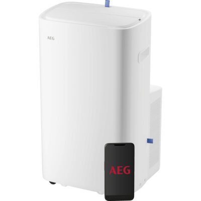 AEG Aire acondicionado portátil – AEG ACU7878CSW, Refrigera, ventila, deshumidifica y purifica, silencioso, motor inverter, 49 m², Blanco