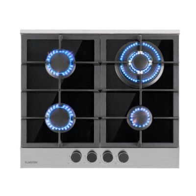 KLARSTEIN Placa de gas – KLARSTEIN Alchemist, 4 zonas, 58,30 cm, Plata