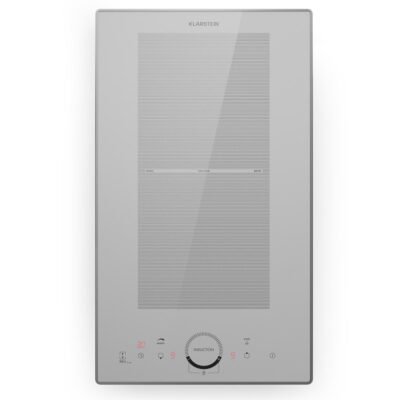 KLARSTEIN Placa de inducción – KLARSTEIN Delicatessa Slim Domino, 2 zonas, 29 cm, Vidrio Blanco