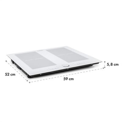 KLARSTEIN Placa de inducción – KLARSTEIN Delicatessa 60, 4 zonas, 59 cm, Vidrio Blanco
