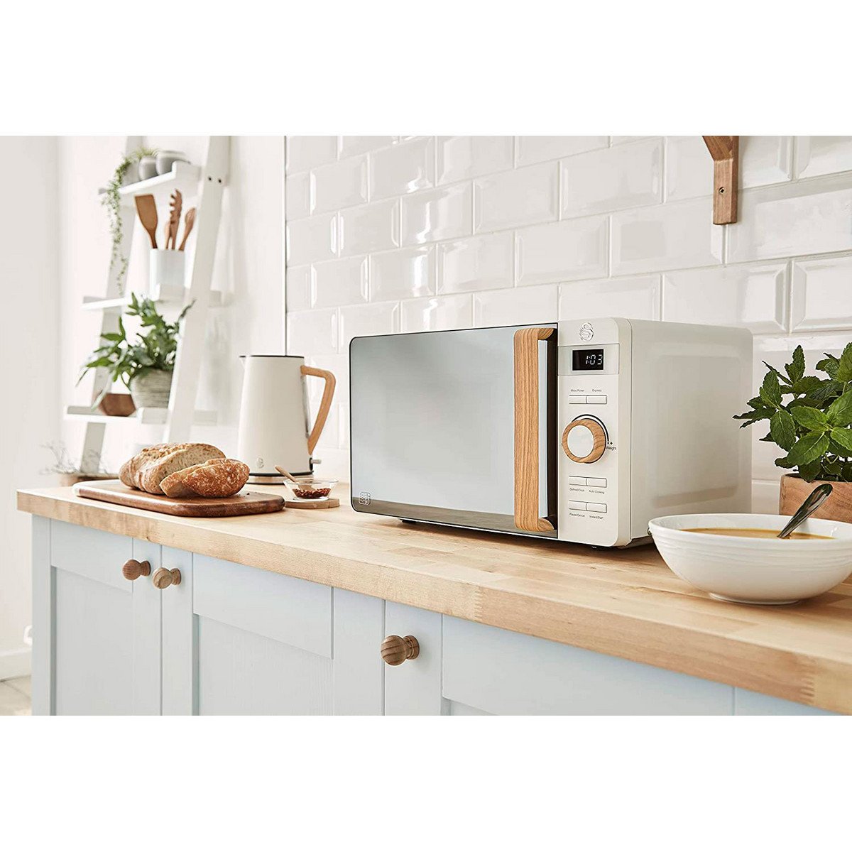 SWAN Set Desayuno - SWAN STRP1060WHTNEU, Nordic Set Desayuno, Hervidor Agua 1,7L, Tostadora 2 rebanadas, Microondas 20L Digi, 2200 W, 2 ranuras, 2 reb - Imagen 5